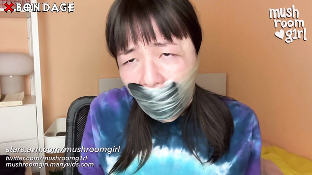 Mushroomgirl - Super tight layered tape wrap gag