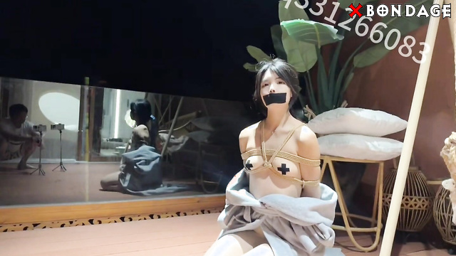 Chinese Bondage - Little Cutie with Taped Mouth