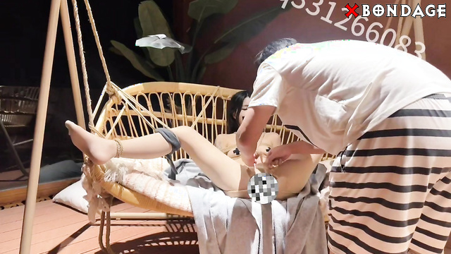 Chinese Bondage - Little Cutie with Taped Mouth