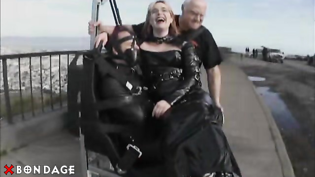 Alice In Bondage Land - Public Leather Bondage Tour Bus Exposure Part 2
