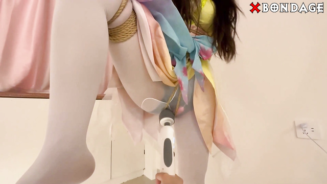 Chinese Bondage - Sexy Asian Cosplayer Suspended and Vibrated