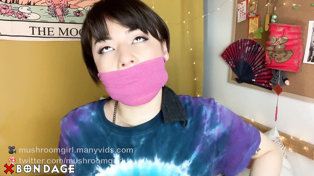 Mushroomgirl - An Awesome Asian Girl Ties and Gagges Herself