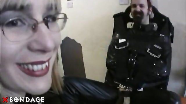 Alice In Bondage Land - Male Slave Public Leather Bondage