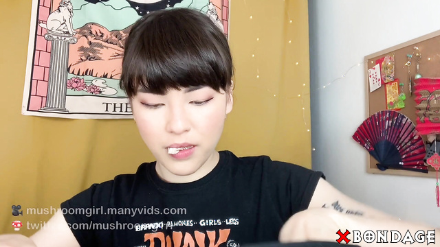 Mushroomgirl - Sexy Asian Brunette Gags Herself and Put Dirty Panties on Her Face