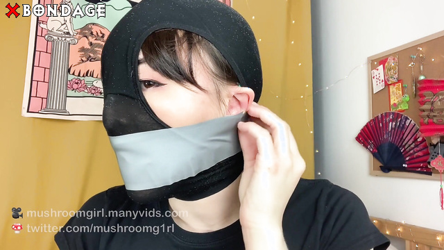 Mushroomgirl - Sexy Asian Brunette Gags Herself and Put Dirty Panties on Her Face