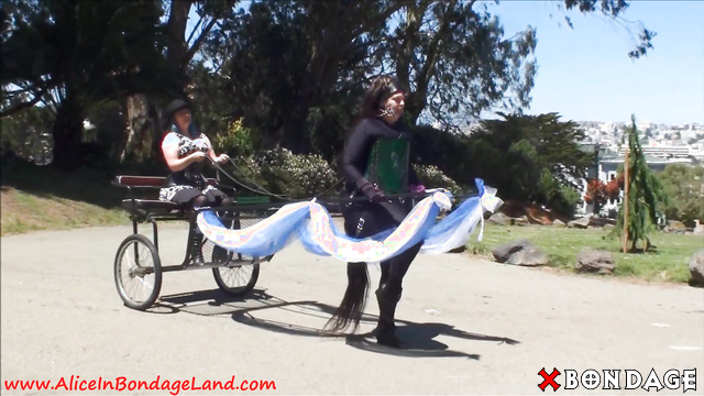 Alice In Bondage Land - Public Pony Play Lesbian Domination