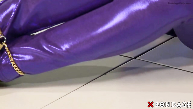 Bondagecafe - MILF Christina Carter In A Shiny Suit Struggles Against Golden Chains