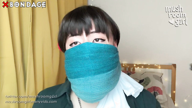 Mushroomgirl - Asian Teenage Girl Gagging Herself With Huge Layered Tape And Rags