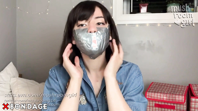 Mushroomgirl - Hot Asian Girl Masturbating in Duct Tape Selfbondage