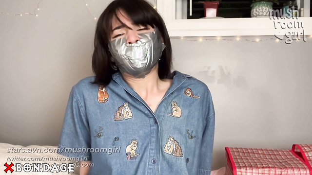 Mushroomgirl - Hot Asian Girl Masturbating in Duct Tape Selfbondage