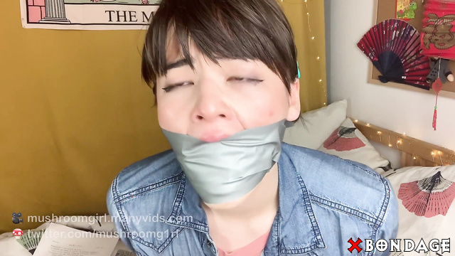 Mushroomgirl - Sexy Asian Brunette Duct Tape Self Bondage
