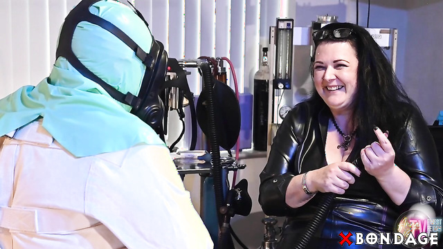 BBW Female Nurse Breath Controls her Mummificated Slave