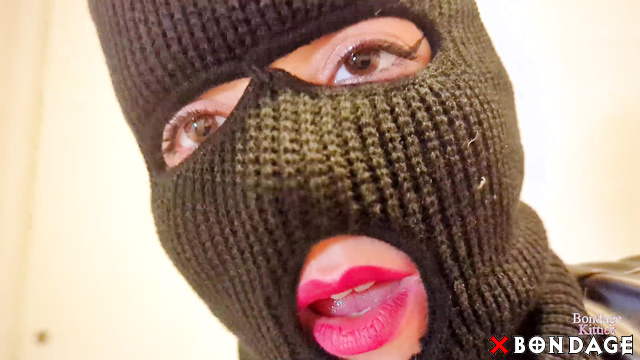 Bondage Kitties - Sexy Masked Mistress Femdom Hogtie for a Male Slave