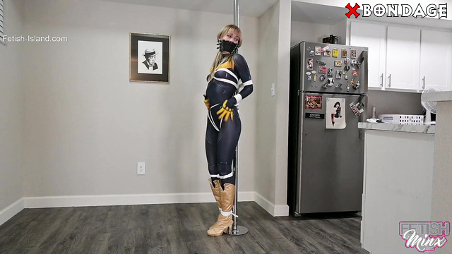 Sexy Blonde Cosplayer Cara Day Tightly Boundeand Gagged