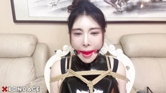 Chinese Bondage - Sexy Asian Brunette in a Tight Shibari Bondage