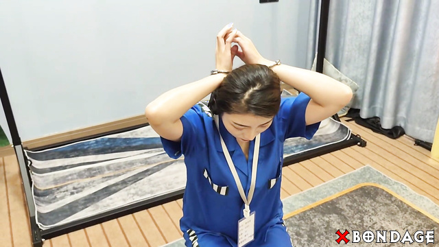Chinese Bondage - Sexy Asian Brunette Dominated and Tickled in Handcuffs