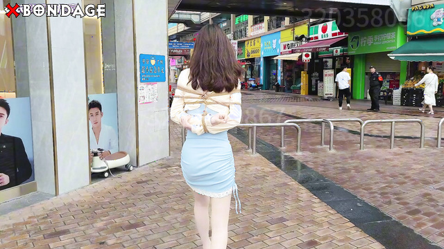 Chinese Bondage - Tied Up Asian Slave Girl Walks in Public