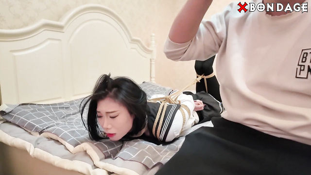 Chinese Bondage - Sexy Asian Schoolgirl Hogtied and Tickled