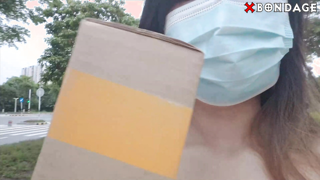 Chineese Bondage - Little M Wearing Ball Gag During Solo Daytime Exposure