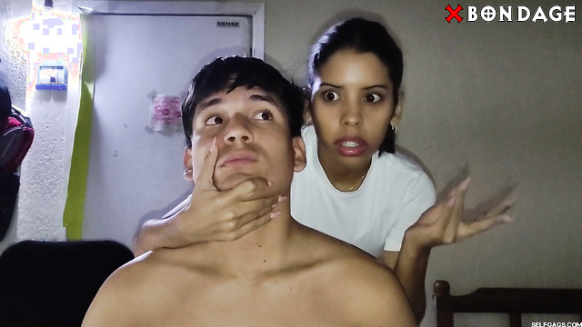 Selfgags Femdom Bondage - Young Latina Domina Teasing But Not Letting Slave Cum