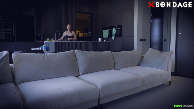Gag Attack Bondage - Busty Redhead Daisy Maid In Glossy Leggings Interrogated With Microfoam