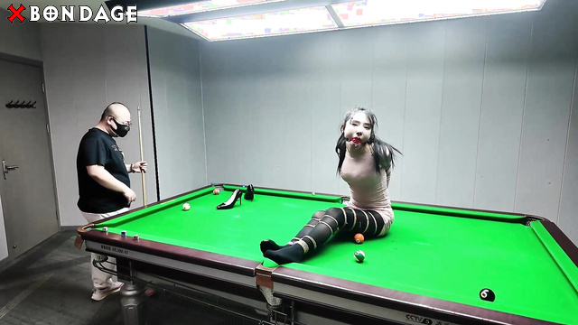 A Rope Of Love With Skinny Young Lady Yang Ruolin On A Billiards Table