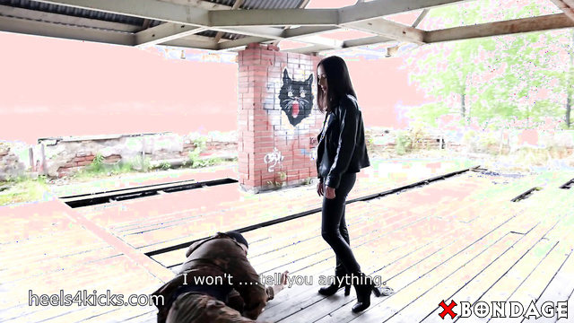 The Lesley Fox supremacy - Tied Up Brunette Tiffany Escapes And Gives Ballbasting
