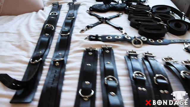 Diaper Slave Harley - Diapered Sissy Athena Tied Up In Leather Handcuffs