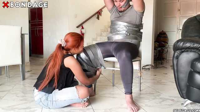 Femdom Bondage By Selfgags - Sexy Redhead Latina Ties Up Her Slave
