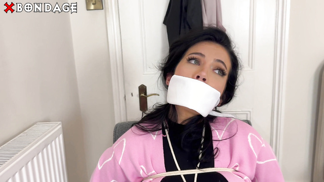 Tatti Roana Bondage - Lady In Silk Pantyhose Captured, Gagged And Tied To A Chair