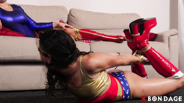 Layla Bondage Addiction - Subdued in Restraints: Wonder Lara Battles Ultra Pam