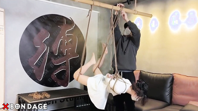 OrangeXOO Bondage - Leg Folded Hanging In Intense Bondage Session