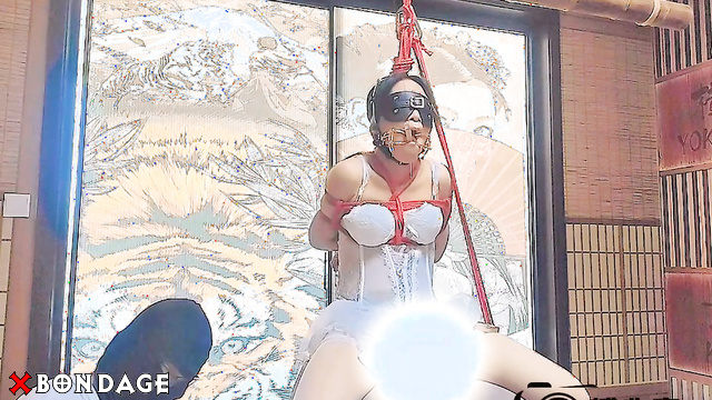 Fuxinshe In White Silk Bride Girl And Her One Hour Vibro Machine Ride
