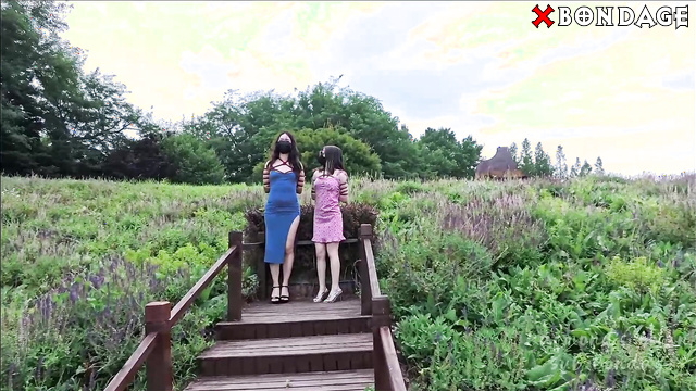 High Heels And Rope: Chinese Girls Elegant Walking With Shibari Master