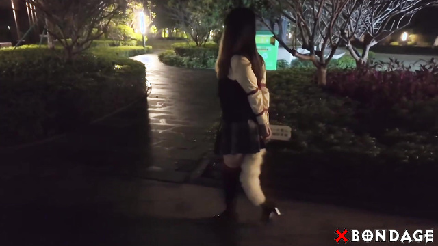 OrangeXXOO Bondage - Outdoor Walking With Butt Plug In Black Stockings Honor Schoolgirl