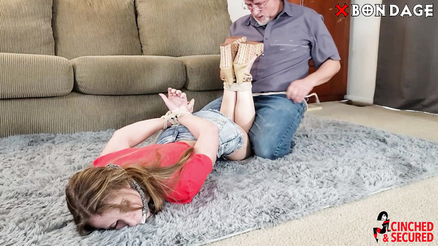 Cinched And Secured - Claire Bound & Gagged: Daddy Want Cums While Her Toes Sucked