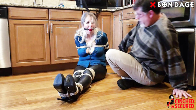 Cinched And Secured - Helpless in The Kitchen: Lolly Ballgagged And Restrained