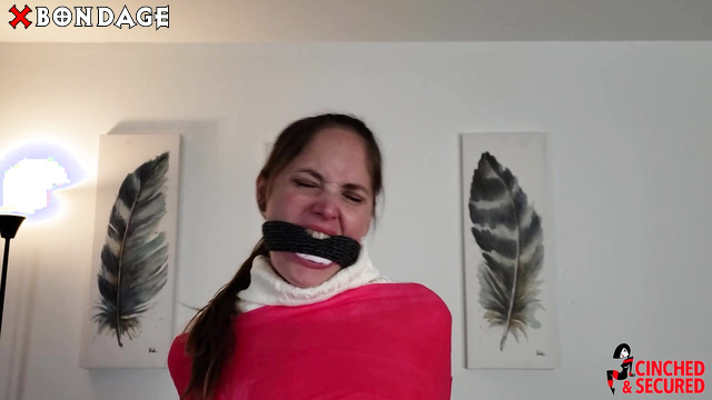 Cinched And Secured - Rachel Webbing Wrapped & Gagged By Ghostly Scarves