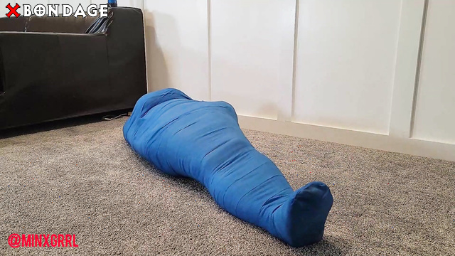 Minx Grrl's Fetish Corner - Busty MILF Mummified Forever In Blue Tape