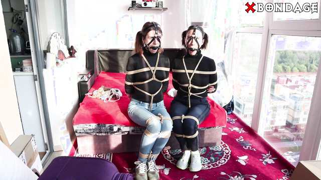 Bondage Dreams - Sofi & Sally in Jeans And Black Sweatshirt Bondage By Tight Ropes Part 1-3