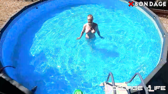 Bondage Life - Bald Poolside Service Pet Rachel Greyhound Listens To Discipline Commands
